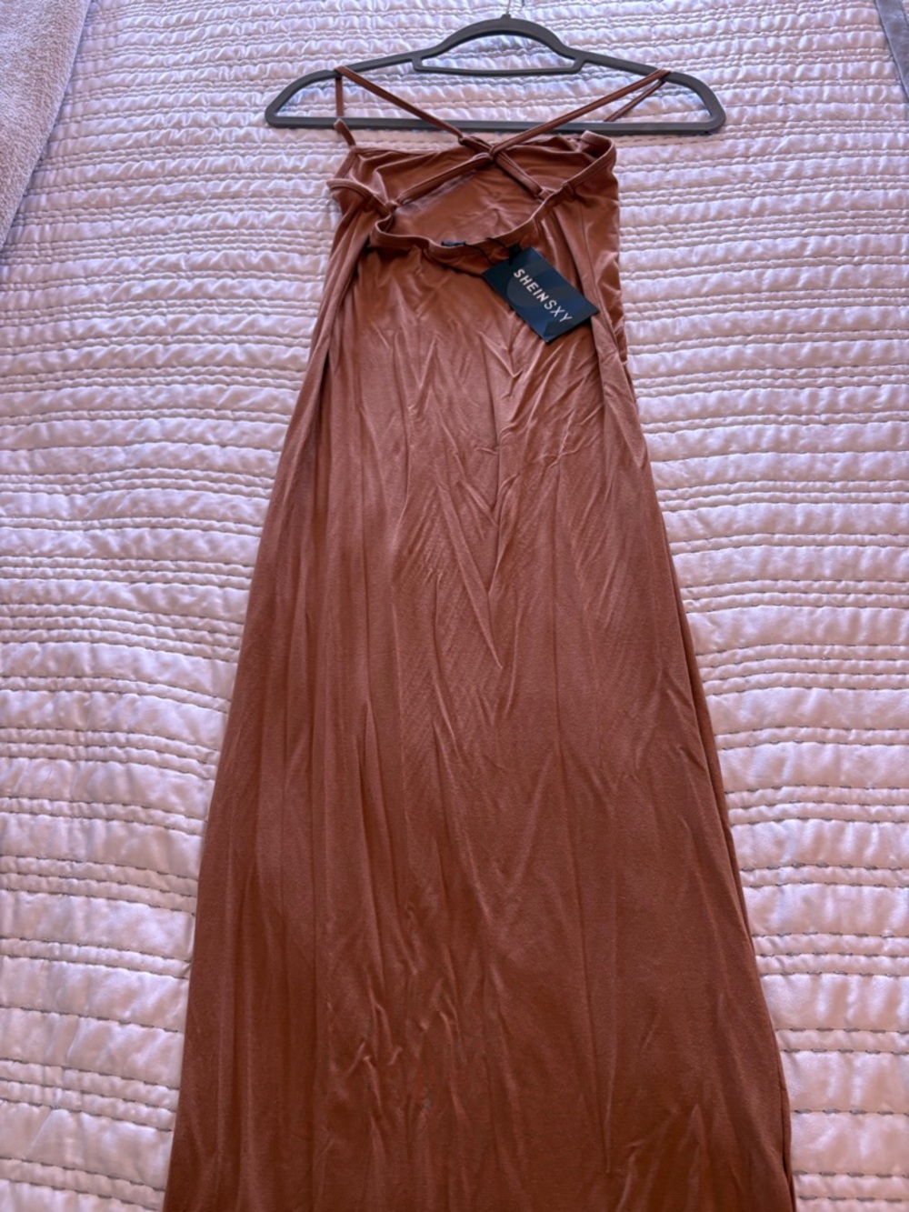 New SHEIN Rust-Brown Strappy Maxi Dress - Picture 3 of 5